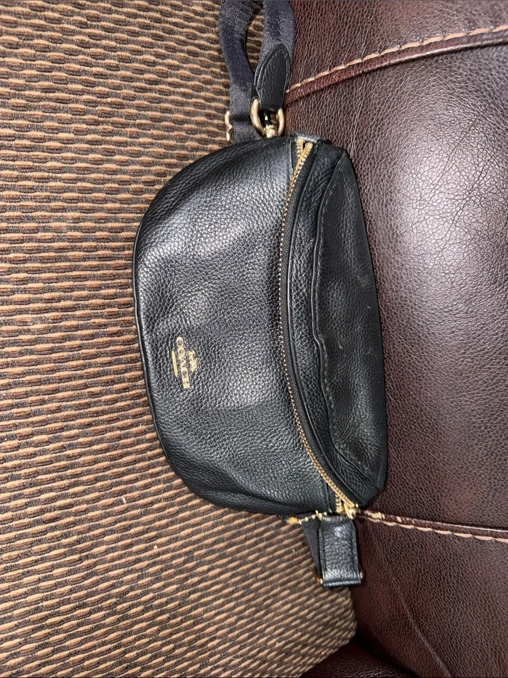 COACH Black Leather Waist Belt Bag